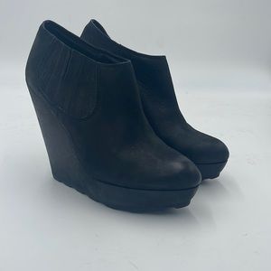 Black leather Ash booties wedges size 39
